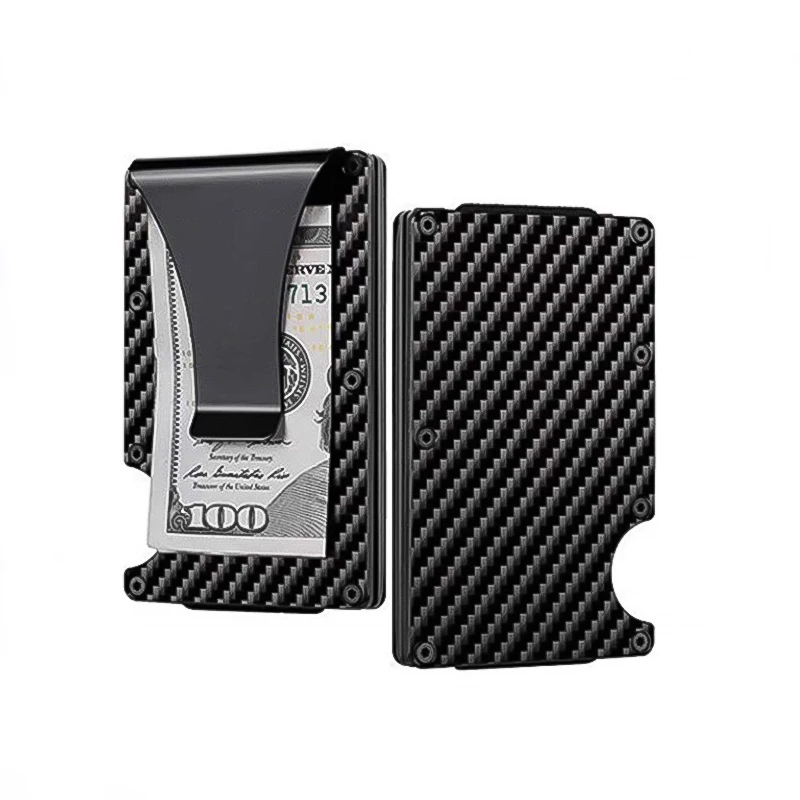 

2020 The best-selling ultra-thin RFID real carbon fiber card wallet in 2019, minimalist aluminum credit card holder and wallet