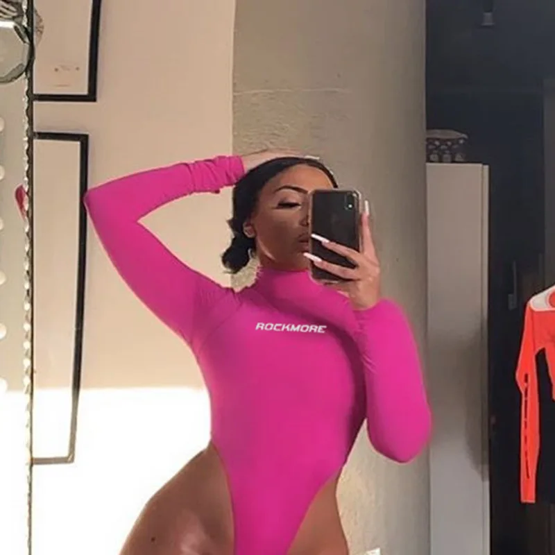

Sexy Long Sleeve Hight Waist Bodycon Beach T-Shirt Pink Vest