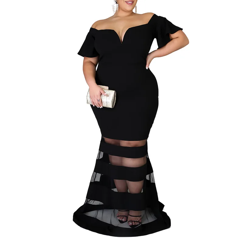 

2021 New Arrive Fashion Casual Plus Size Off Shoulder Banded Maxi Dress