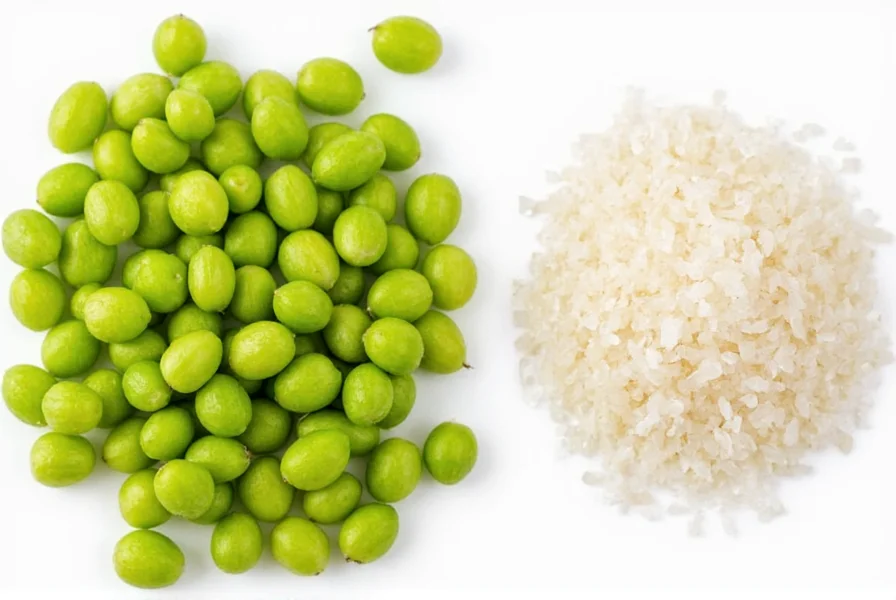 Close-up comparison of whole celery seeds next to fine celery salt crystals showing texture difference