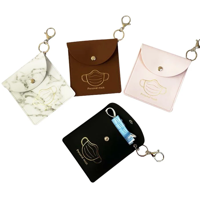 

Folding leather case portable leather Facemask Cover clip temporary dustproof custom Logo, 5 colour