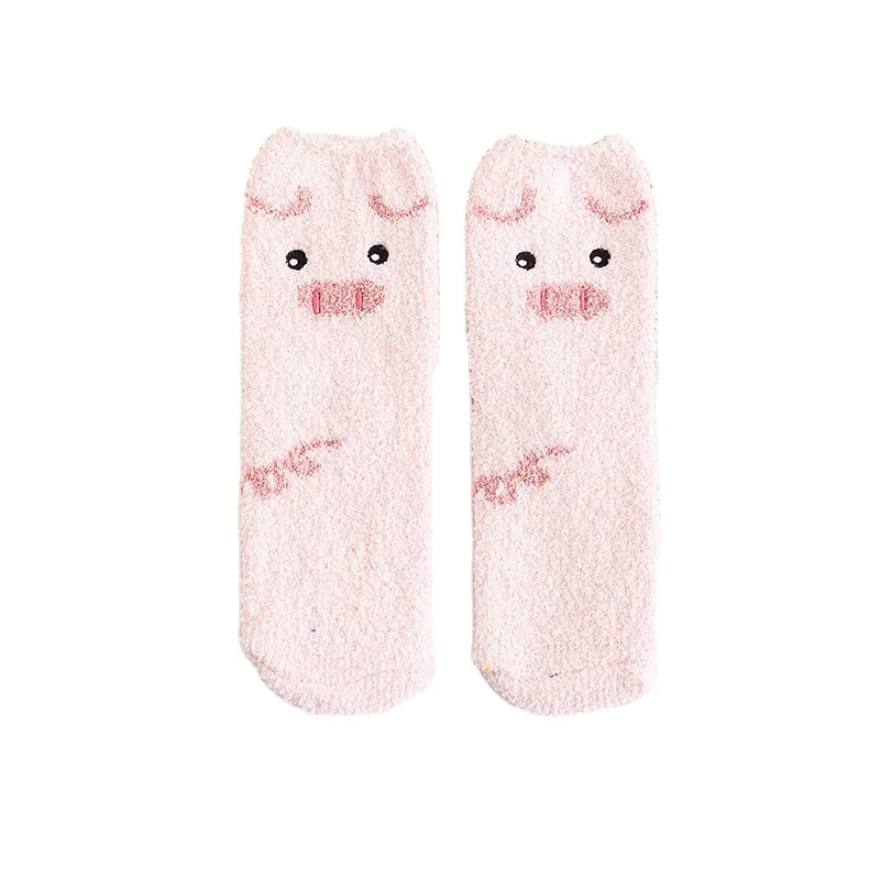 

Autumn and Winter Coral Velvet Women's Lovely Cartoon Animals Thickened Warm Coral Velvet Women's Stockings Floor Home Socks