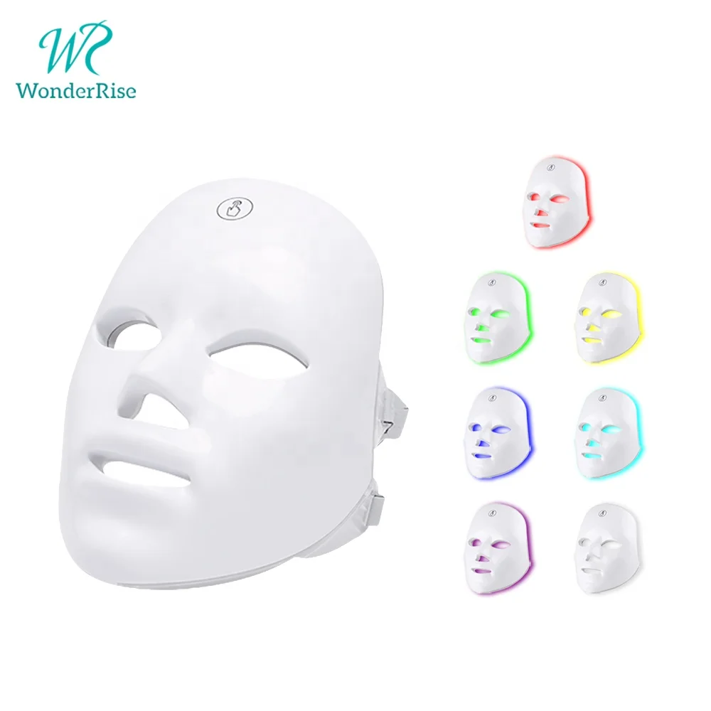 

Cordless Face Beauty 7 Colors Photon LED Light Therapy Mask Skin Rejuvenation LED Facial Masks, White