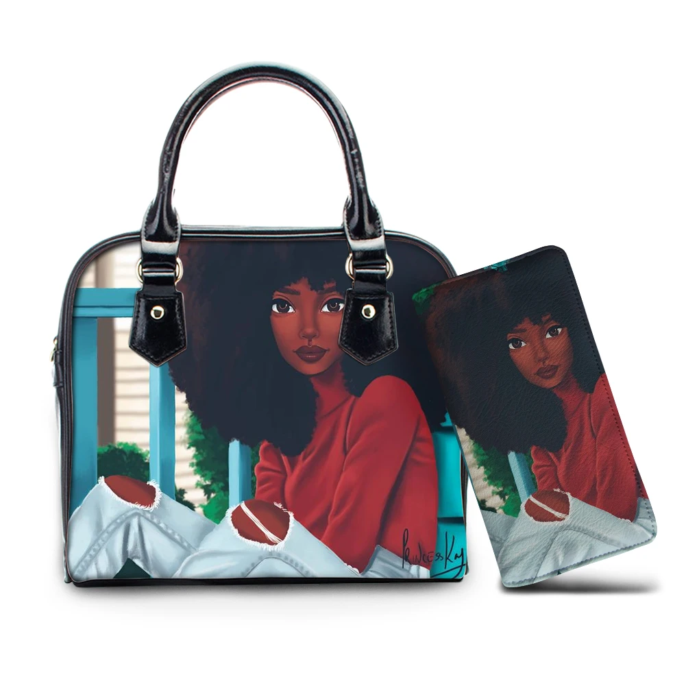 

Chic sac a main homm cuir Black Art Afro Girl African American fournisseur de sac a mains handbags wallets