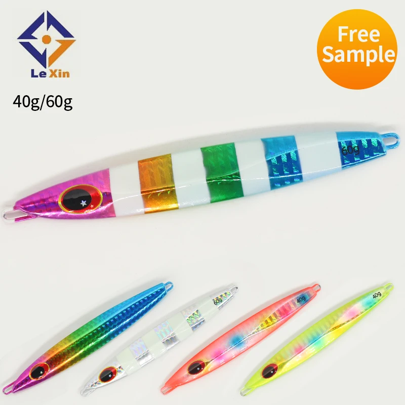 

Pesca Luminous Slow Pitch Jigging Lure 40g 60g Peche Trout Bass Bait Long Casting Metal Artificial Lead Fish, 4 colors