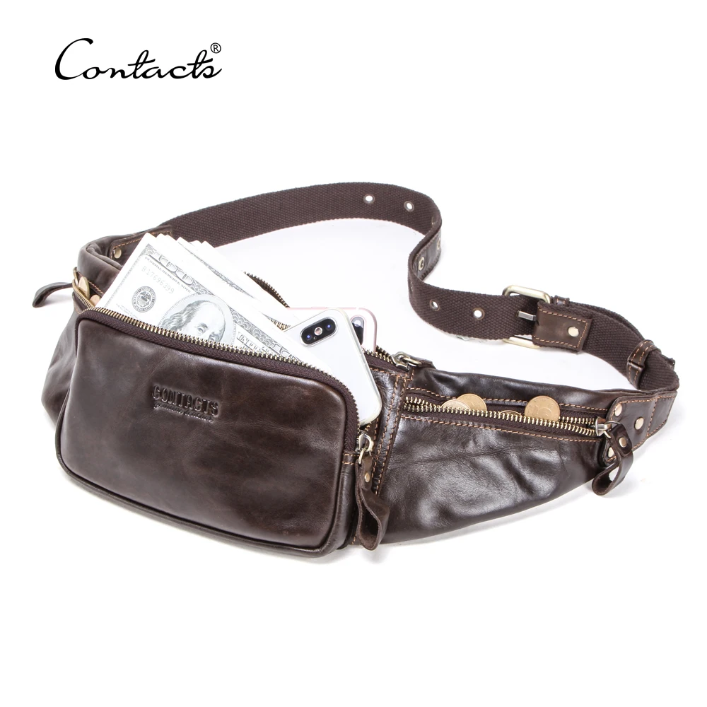 

dropship contact's wholesale factory genuine leather vintage fashion waterproof belt bag fanny packs for men waist bag, Coffee or accepable