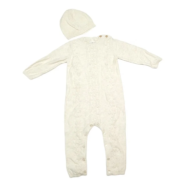 

100% organic cotton knitted rompers Newborn Baby Rompers with hat