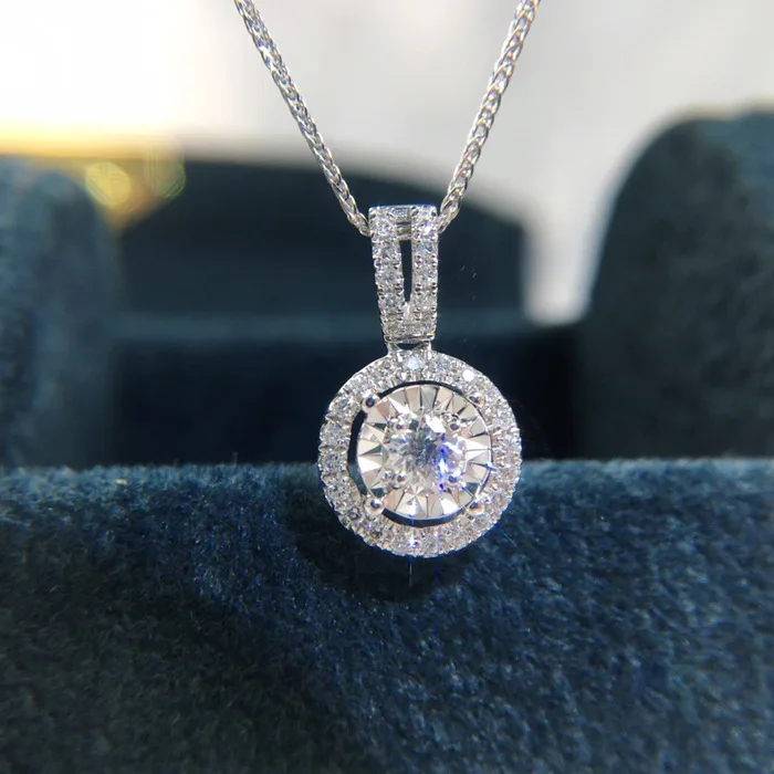

High Quality Platinum Plated Moissanite Diamond Pendant Necklace S925 Silver Box Chain Clear 3 Carat Diamond Necklace For Women
