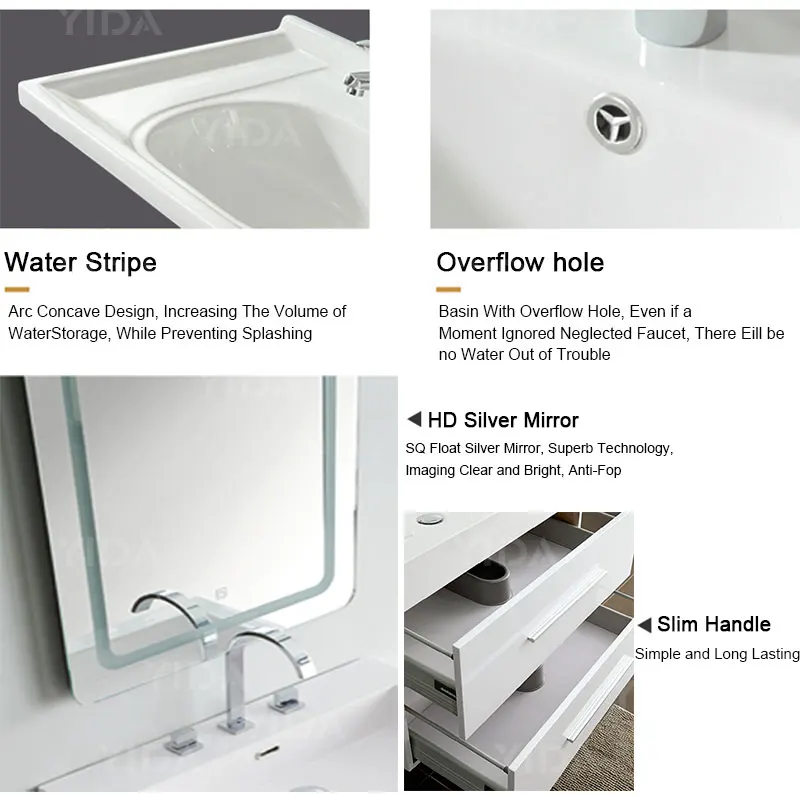 Italian Modern Luxury Bathroom Cabinet Furniture Vanity Mirror Set With Vessel Sink For Hotels