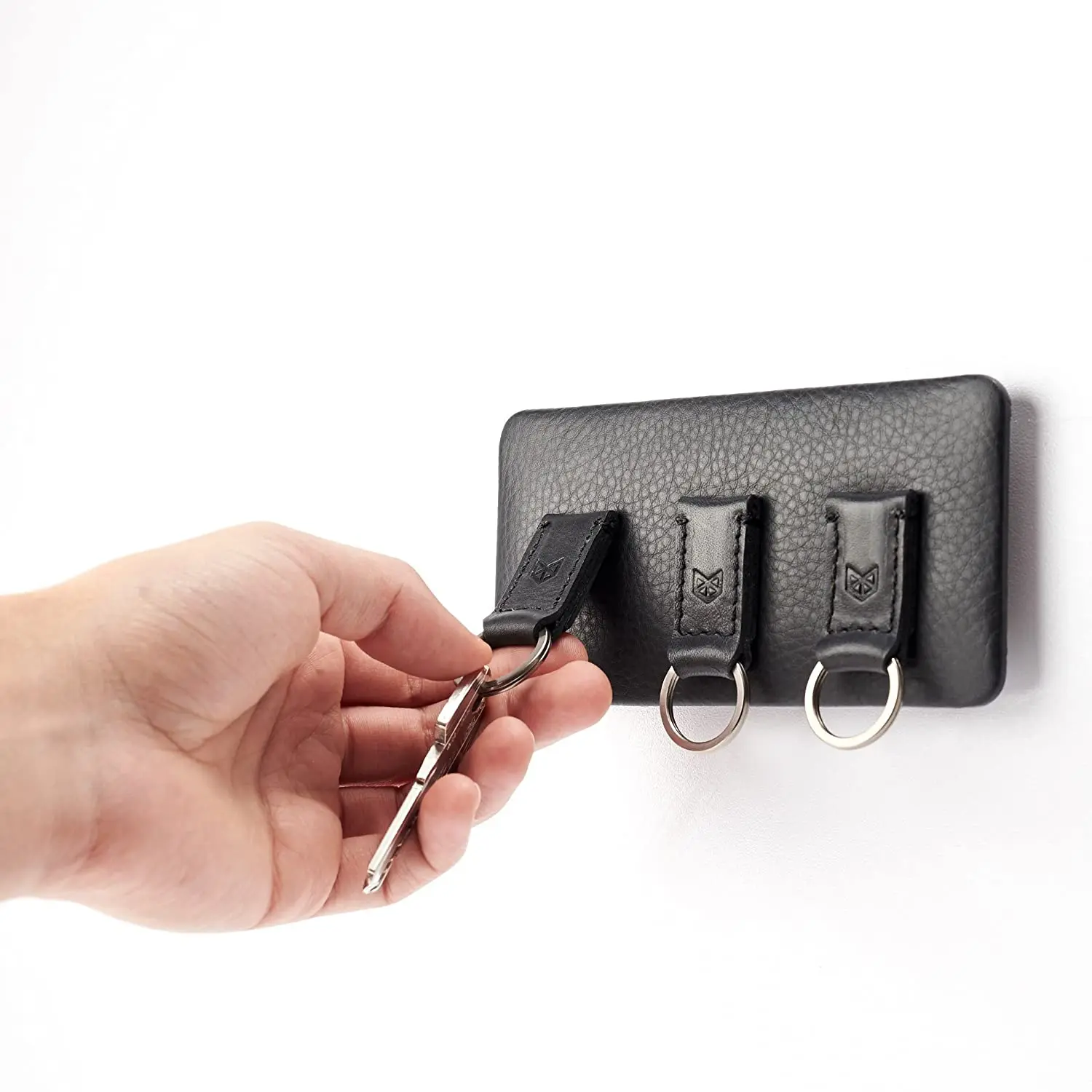 
Black Leather Magnetic Key Holder For Wall Key Organizer 
