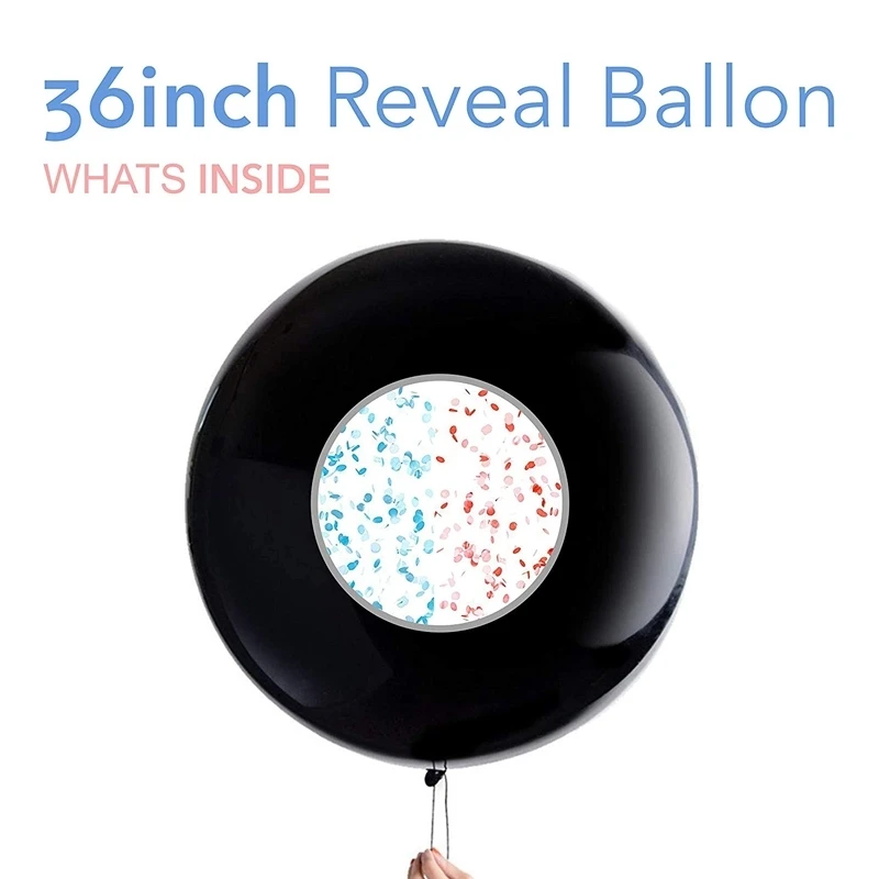 Ballons Révélation Sexe Bébé Happium - 91cm Avec Confettis Rose/Bleu - Fête Prénatale