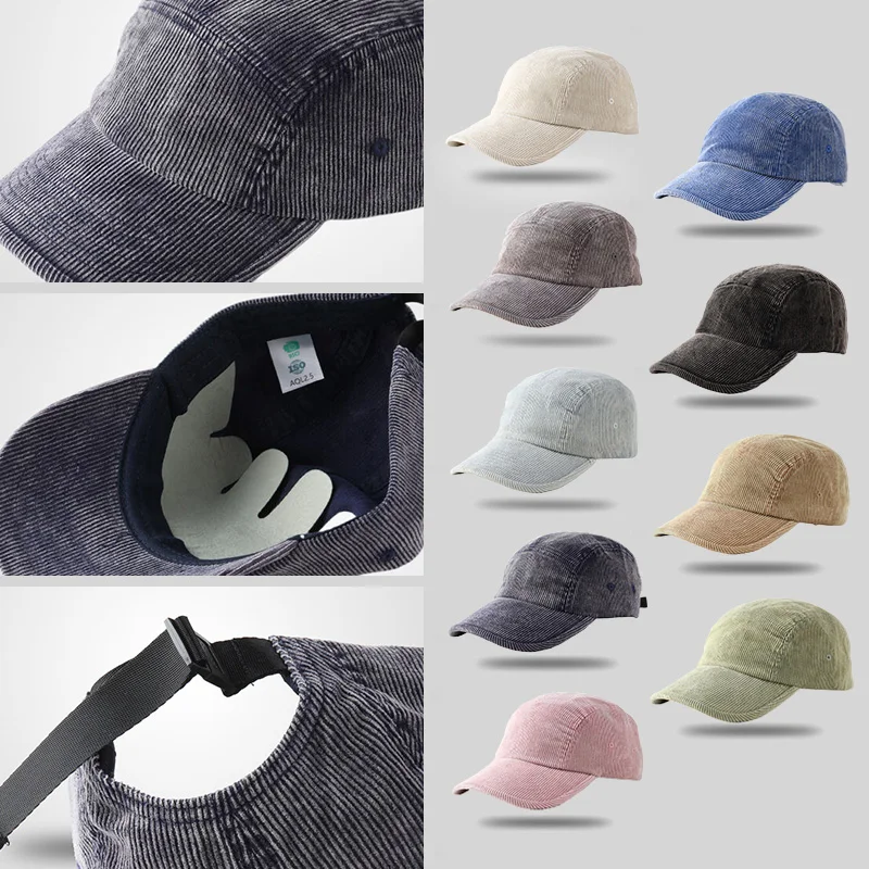 Corduroy 5 Panel Camper Cap Curved Brim