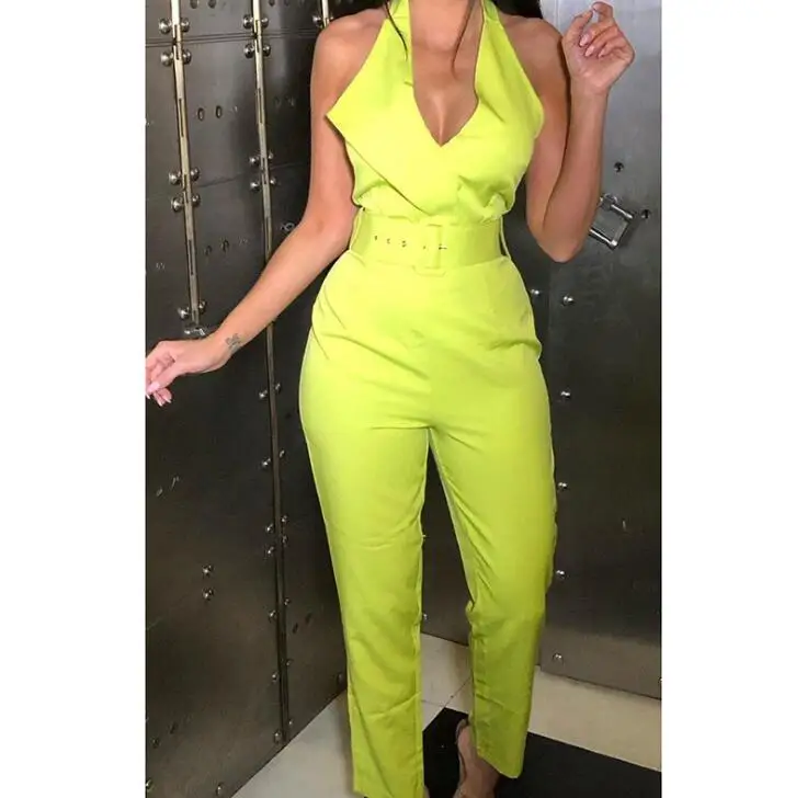 2019 European and American Women Jumpsuit Fashion Siamese Trousers Loose Slim Casual Red Jumpsuit