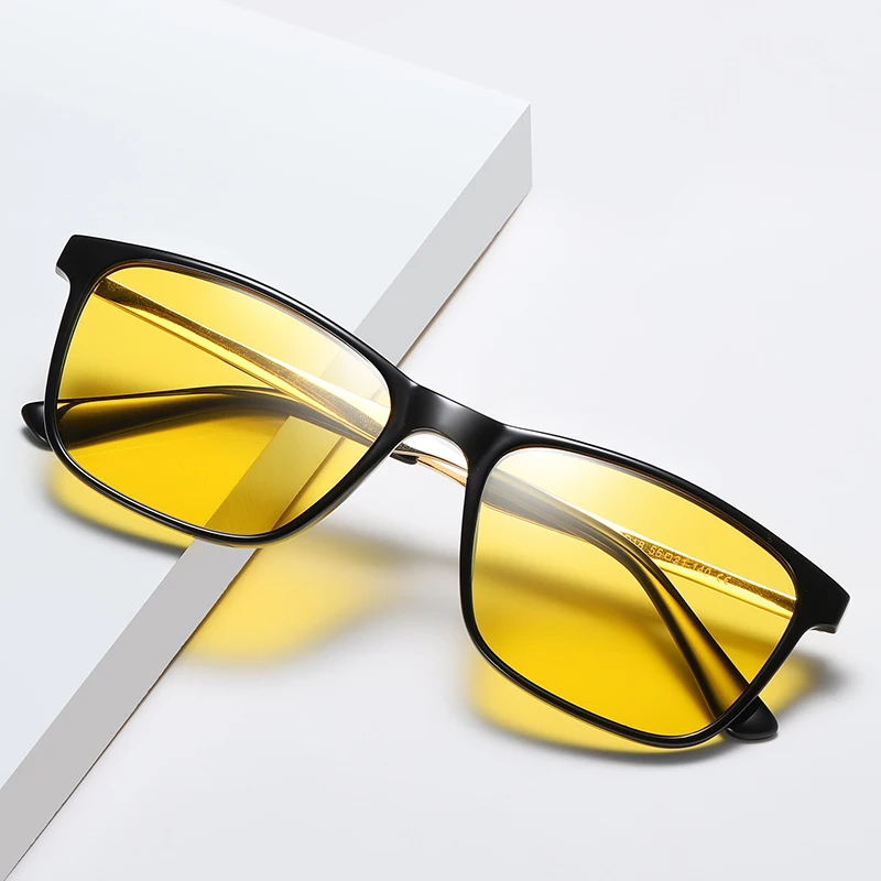 

custom 2020 new square tr90 shades night vision driving glasses sunglasses men