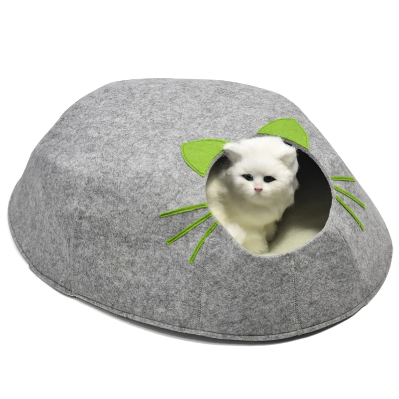 

Best selling pets bed products polyester Organic Polyester Warm Handmade Organic felt cat carrier, Light grey, black or customized