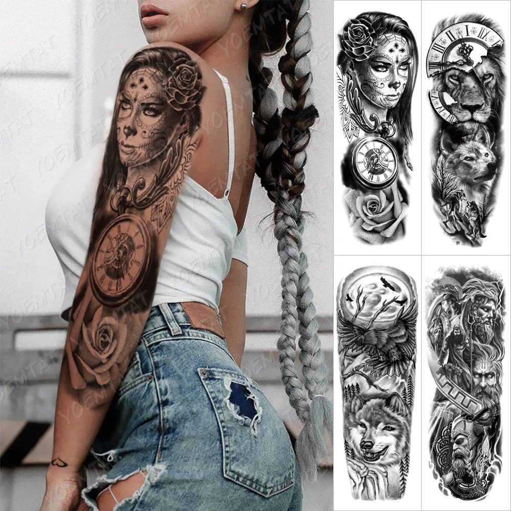 

Wholesale rose sexy girl design tattoo arm sleeve sticker tattoos, Cmyk