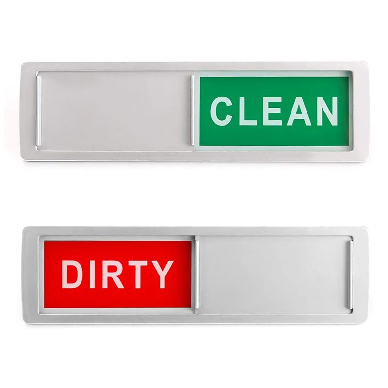 

Clean Dirty Dishwasher Magnet Easy to Read Slide Changing Signs Non-Scratch Magnetic Signage Indicator for Kitchen Dishes, White & black