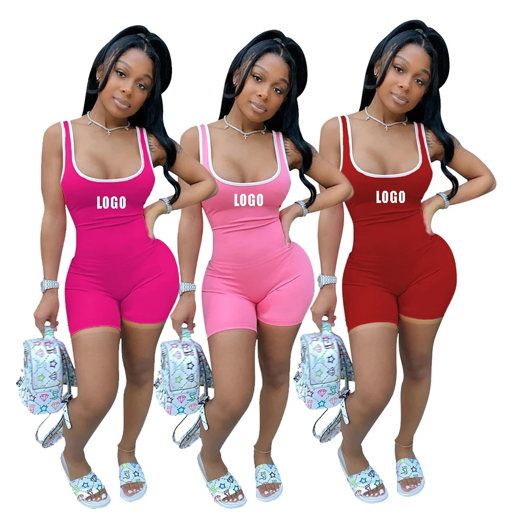 

2021 New Wholesale Solid Adult Clothing Plus Size Ladies Short Onesies Female Sexy One Piece Jumpsuit for Women