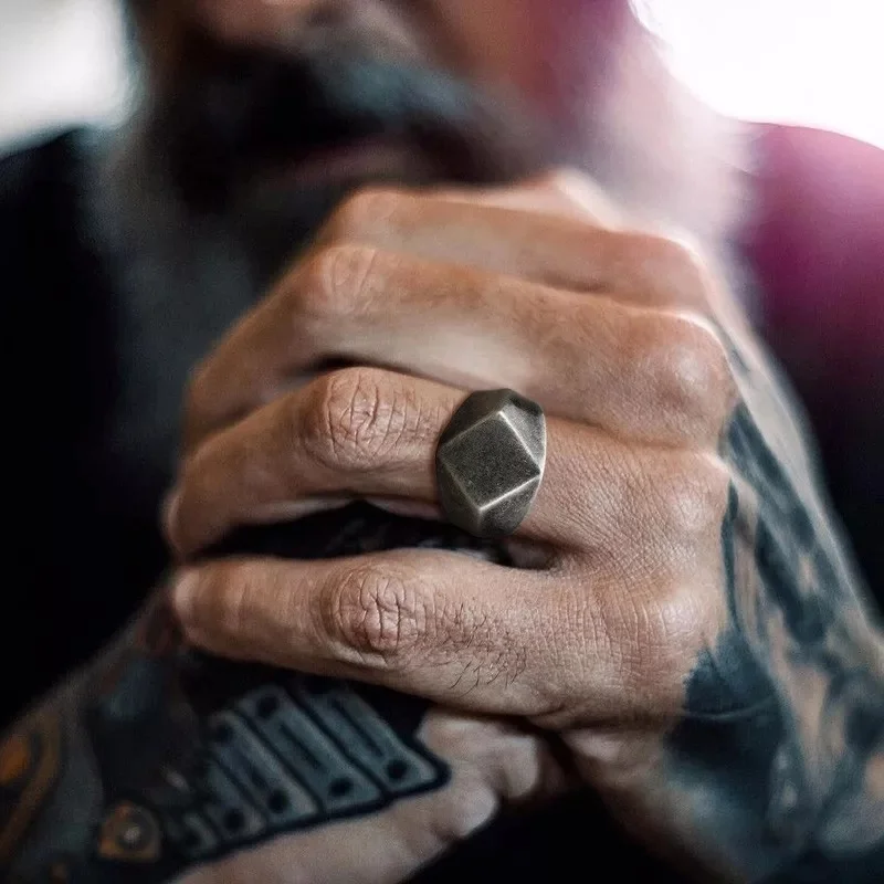 

Assorted Colors Signet Ring for Men Stainless Steel Quadrangle Flat Top Square Mens