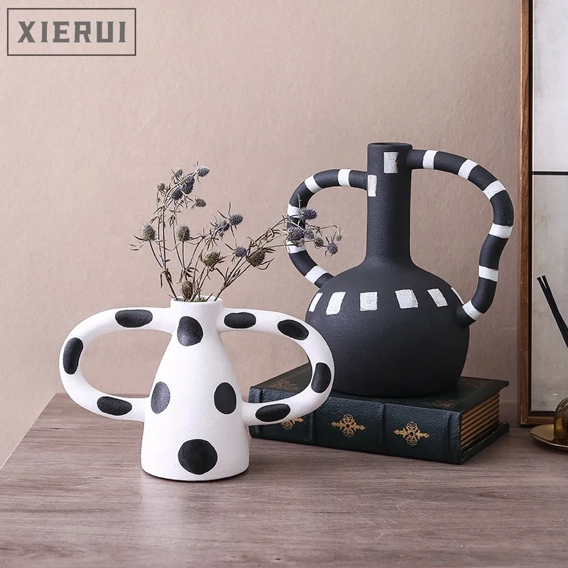 

Creative modern table spotted nordic flower vase simple geometric home accessories luxury living room hotel decoration ornaments, As shown