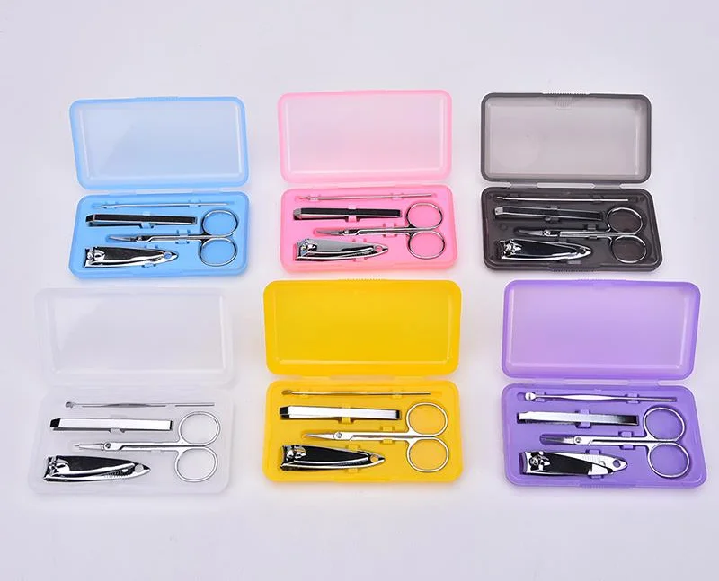 

4Pcs/set Nail Clipper Set Pedicure & Manicure Stainless Steel Nail Scissors Sickle Ear Spoon Beauty Nail Tools, Customized color