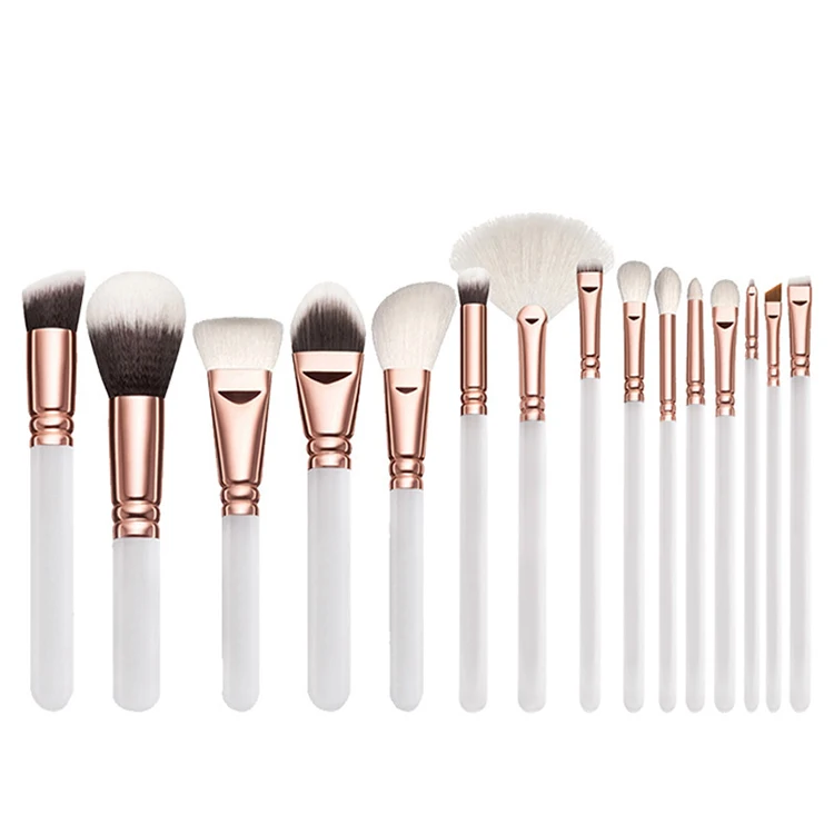 

15pcs makeup tools private label makeup brush cosmetic natural goat hair makeup brushes, White