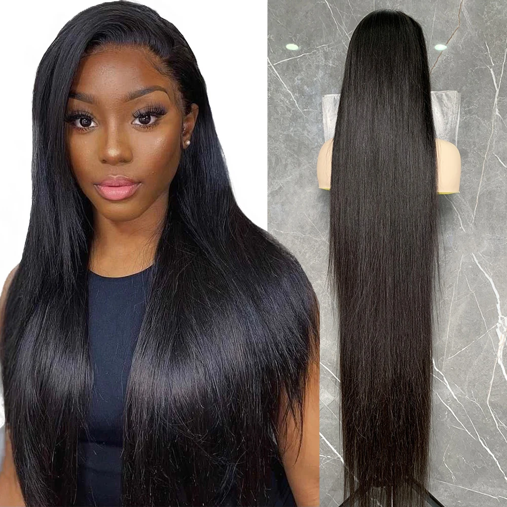 

China Natural Long Swiss Lace Straight Hair Wig For Black Women Indian Human Hair Lace Front Wig