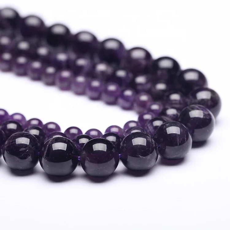 

Yiwu Manufacturers Tier A High Quality South Africa Natural Stone Round Beads Purple Amethyst Beads for Jewelry Making