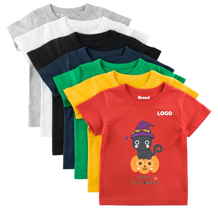

Comfortable Hot Sales baby boys' cotton shirt custom printing t shirt girl unisex short tshirt pure solid color 2021