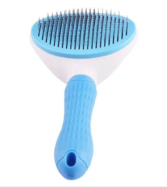 

Pet comb cleaning supplies stainless steel hair removal self-cleaning comb dog brush, Blue,.pink..orange.green