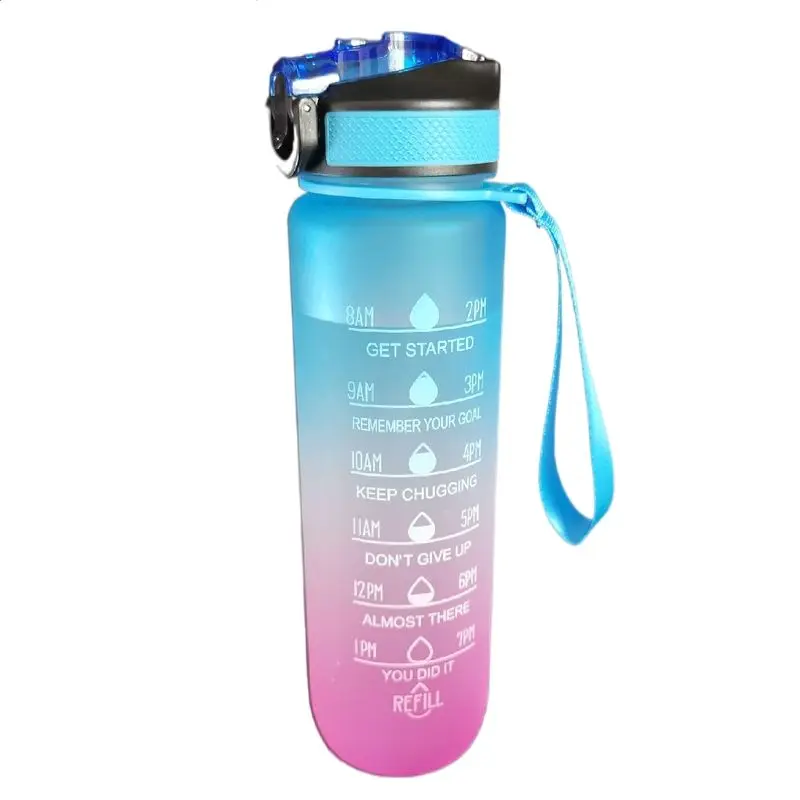 

Custom BPA free Eco friendly plastic water bottle leak proof straw sports gallon drinking bottles with motivational time marker, Customized color