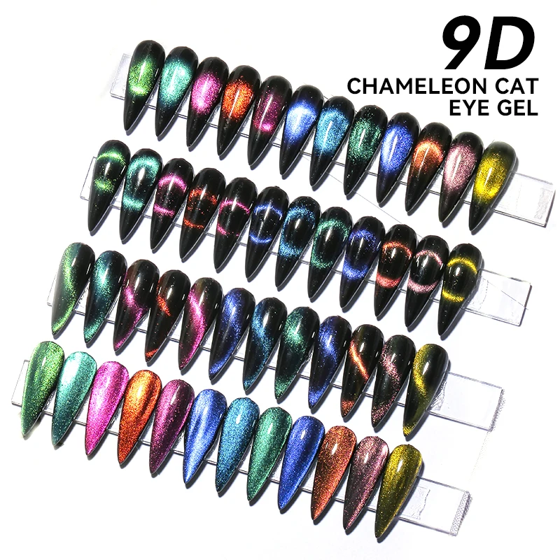 

JTING super shiny 9D chameleon cat eye gel polish reflective glitter 12 Colors magnet nails cat eye nail gel polish set