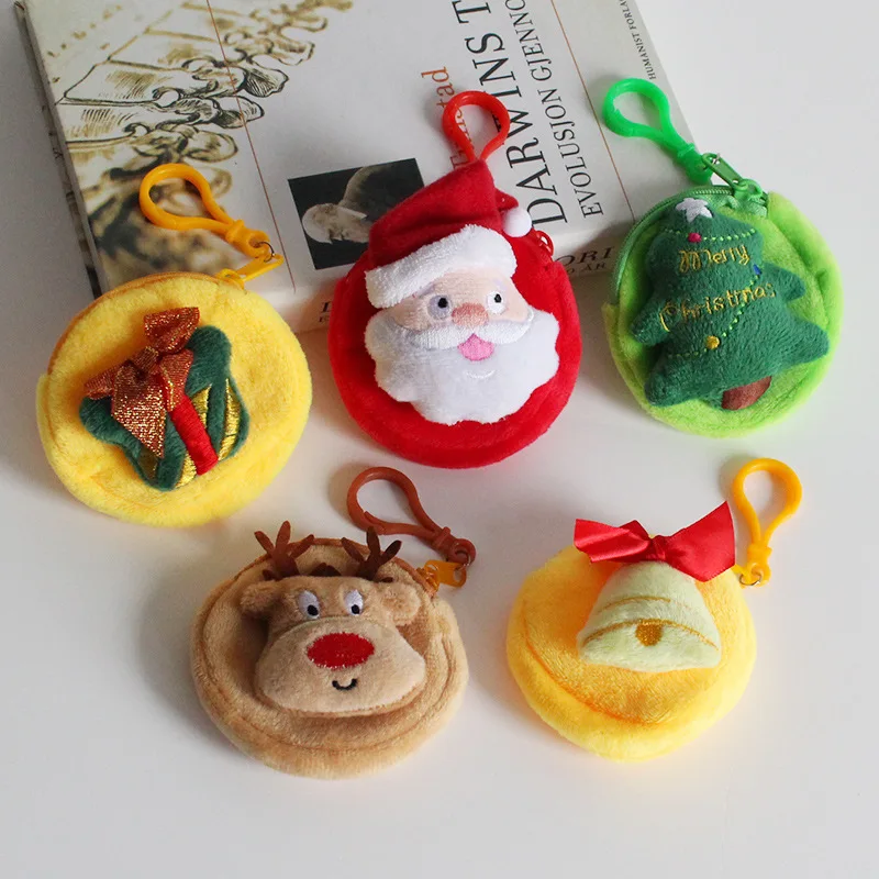 

Christmas Mini Coin Bags Santa Coin Purse Cartoon Portable Earphone Wallet Key Storage Bag Christmas Party Gift For Kids Girl, As picture