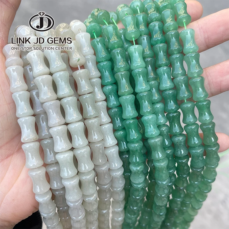 

JD Wholesale 12x8mm Bamboo Joint Beads Loose Spacer Jade Beads Natural Stone Green Aventurine Stone Beads For Jewelry Making