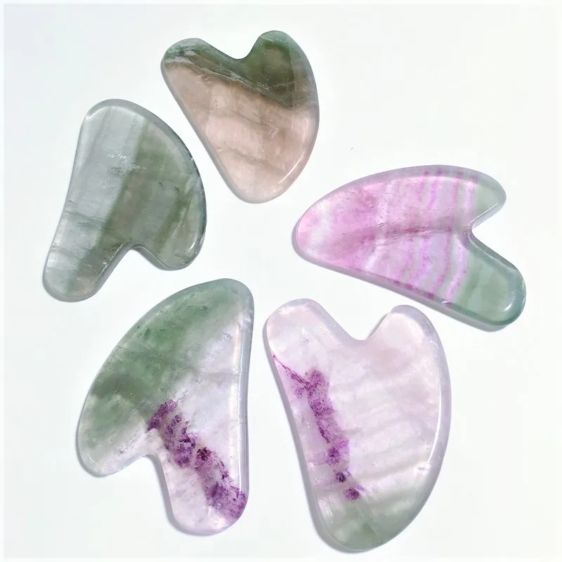 

Factory direct supply fluorite heart shape guasha tool board mookaite hand massager