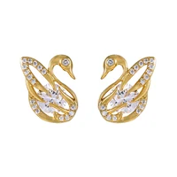 

E-2 Xuping new arrival women fashion stud earrings jewelry swan shaped zircons stud for women
