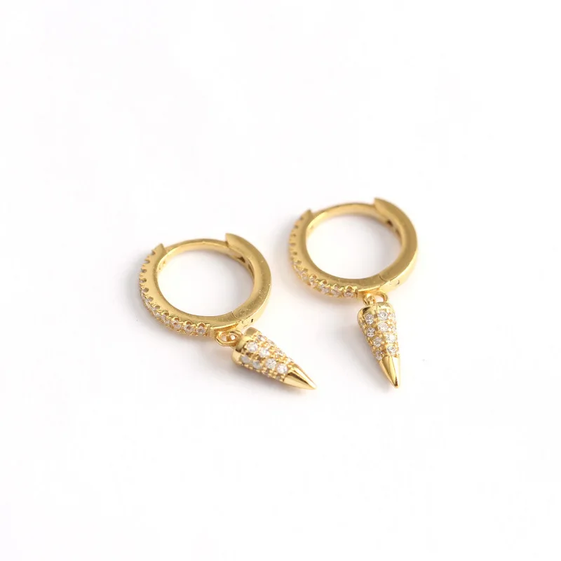 

Dylam 925 Sterling Silver Earrings Hot Sales Stars Hoop Small Zircon Hoop With Long Diamond Earrings