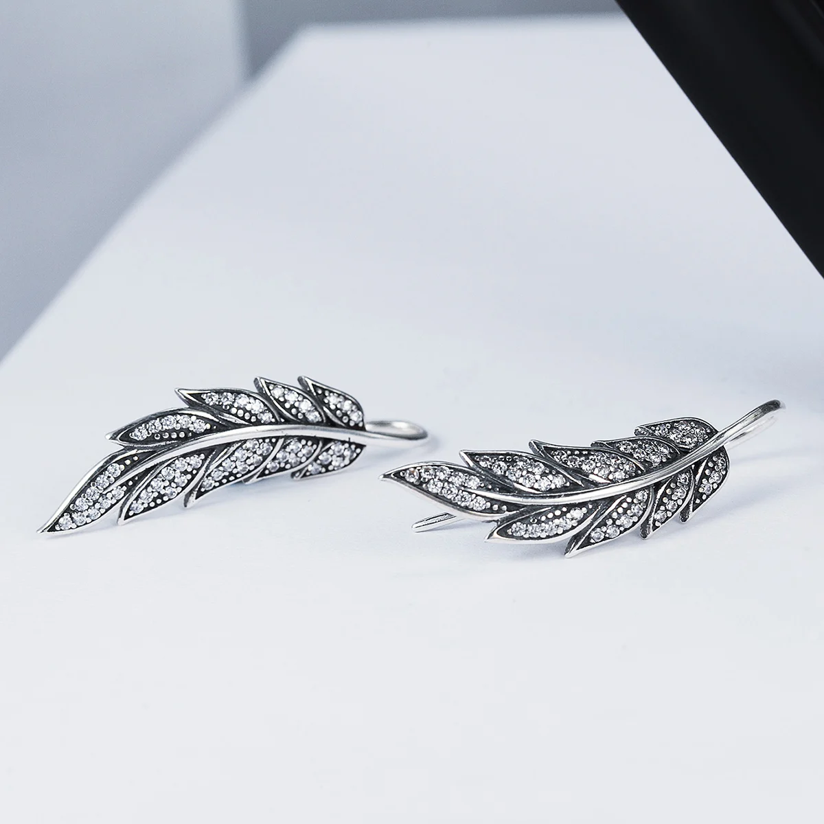 

Fashion Jewelry Feather Earrings 925 Sterling Silver Drop Earrings For Girls