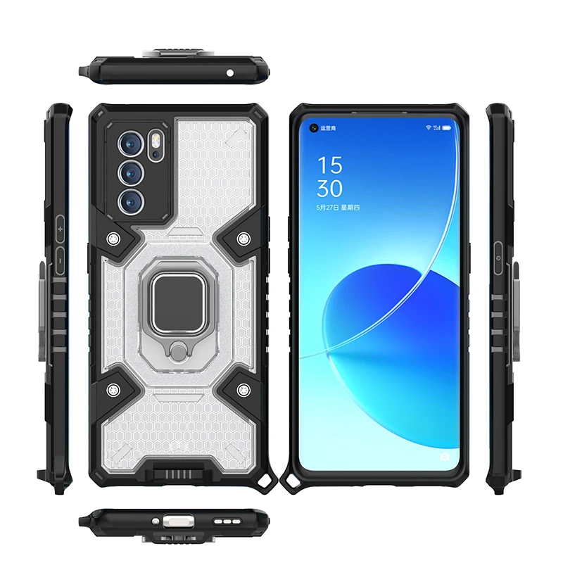 

New arrivals luxury Original 360 Degree Rotating Ring Shockproof Hybrid tpu pc Lanyard cell phone case for OPPO reno 6 Pro