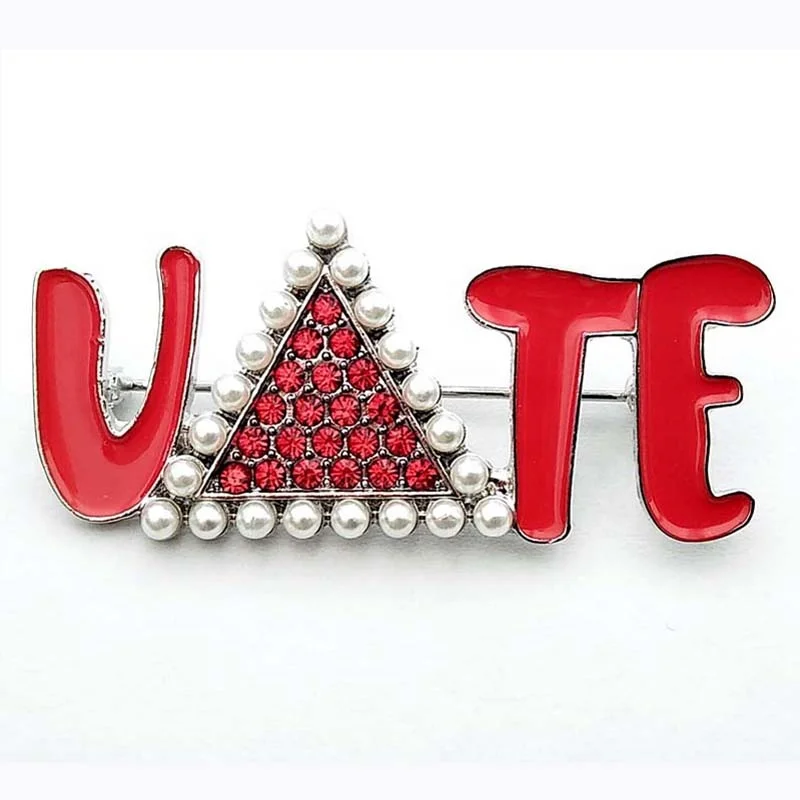 Greek Sorority AEO DST Delta Sigma Theta Vote Pearl Brooch Lapel Pin Jewelry