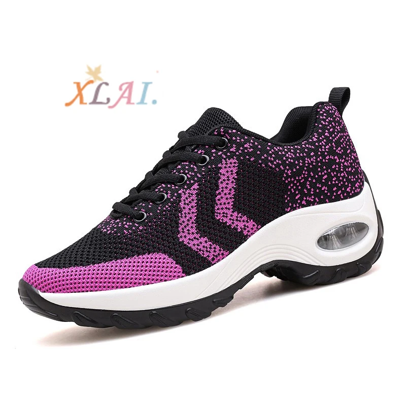 

Xlai Air Cushion Woven Breathable Shoes Footwear Outdoor Walking Fitness Dance Shoes Athlete'S Shoes Ladies Sneakers For Women, 3 colors