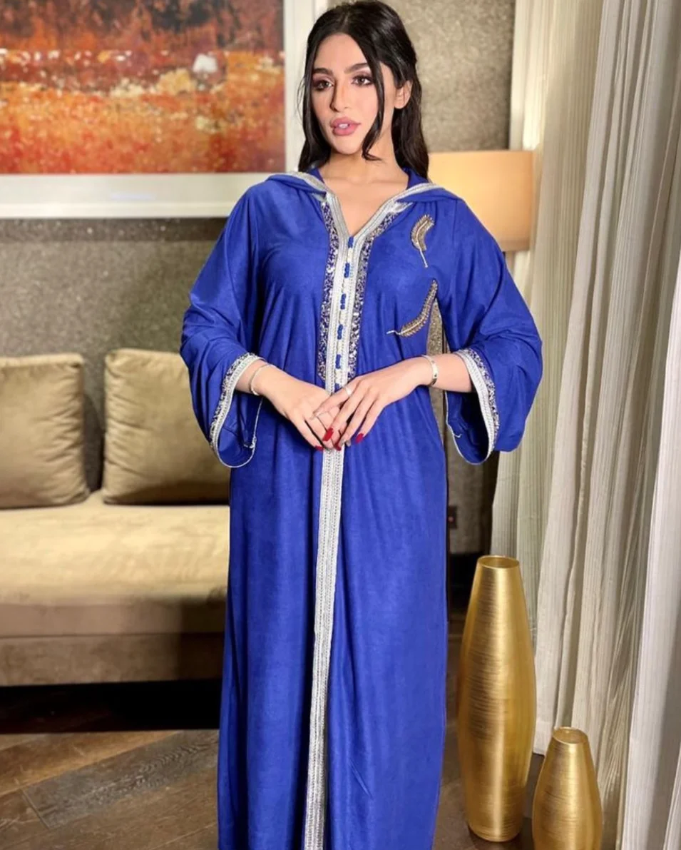

Factory Ramadan Eid Jalabiya Fashion Muslim Dubai Arabic Hooded Abaya Dress Moroccan Kaftan Diamond Jalabiat Women Robe 2021, Customers' requirements