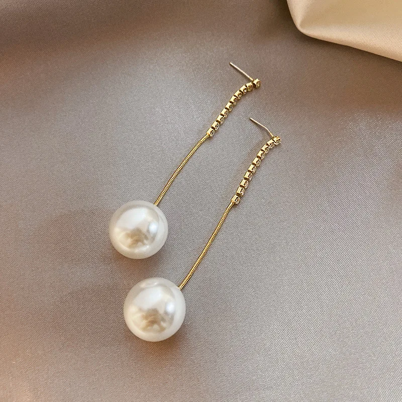 

long dangle crystal pearl drop 2021 earrings for women new arrivals