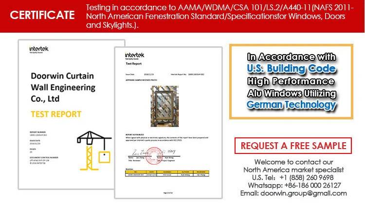 In accordance with u.s. building code German style high performance aluminum windows