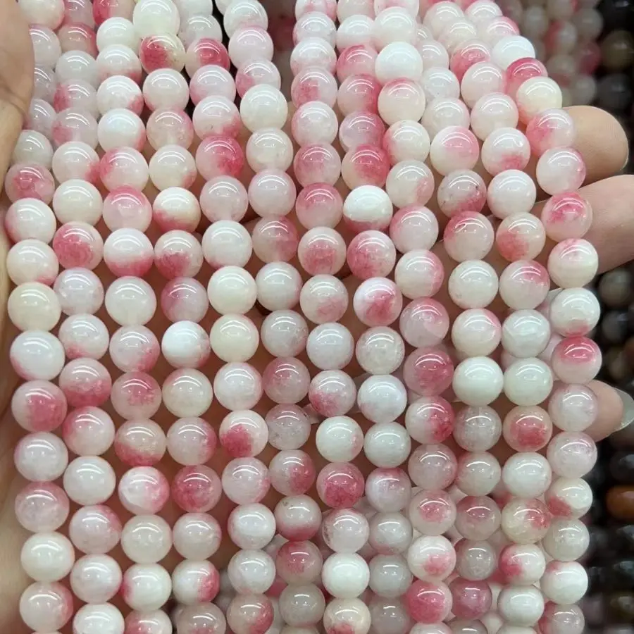 

Factory Directly Wholesale Pink Agate Beads DIY Mixed Color Jade Natural Stone Loose Strand Beads For Jewelry Making