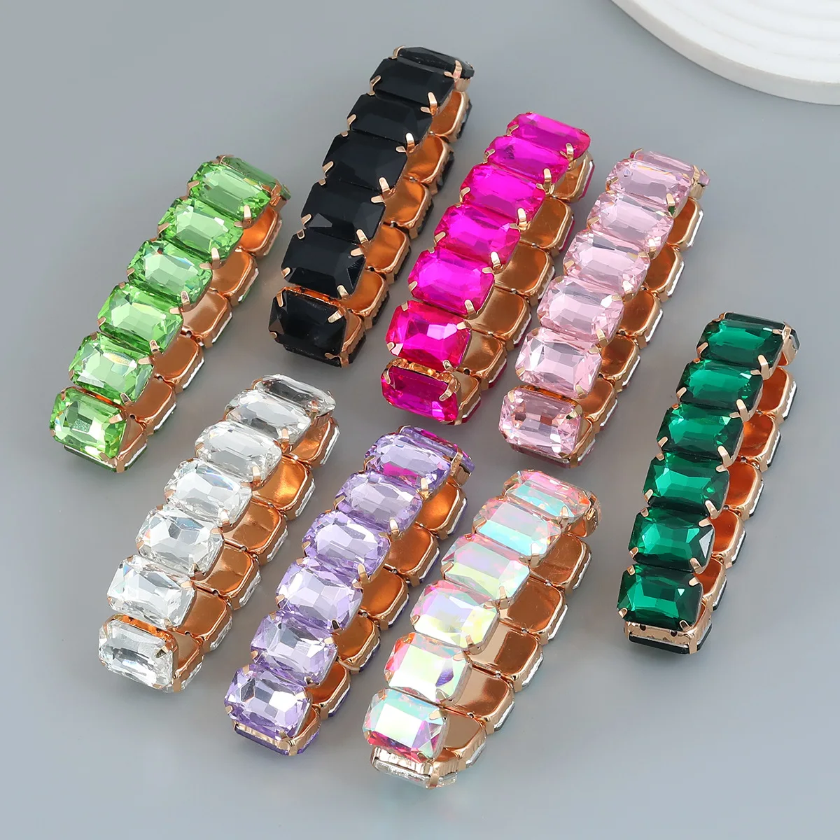 

JLB17602 New Style Fashion Geometric Crystal Bangle Women Exaggerated Elastic Bracelet