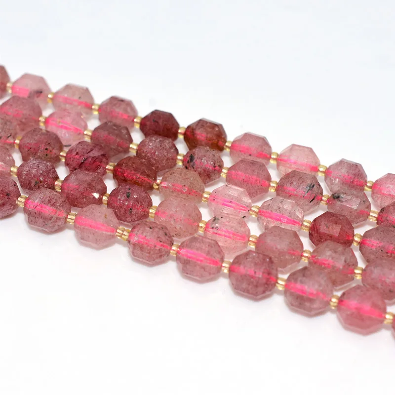 

Trade Insurance  Best Quality Bucket Shaped Strawberry Quartz Loose Beads, Pink