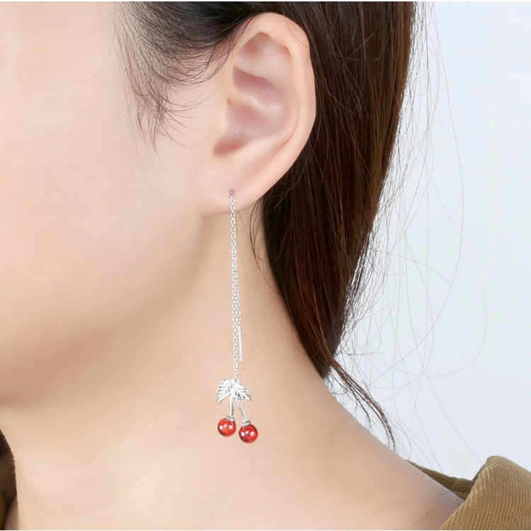 

Kingtop natural stone red cherry pearl earrings 925 sterling silv for brand