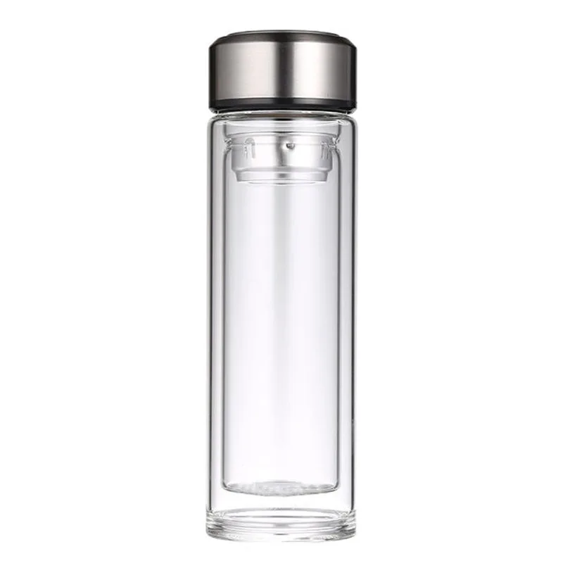 

Mikenda glass water bottle custom water bottles sports with stainless steel lids, Black, red and steel color