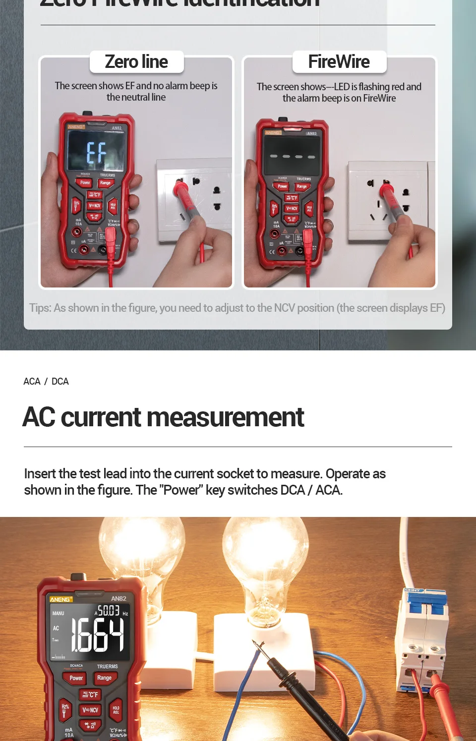 ANENG AN82 Kỹ Thuật Số Vạn Năng Chuyên Nghiệp 9999 Thử Nghiệm Tự Làm Transistor Tụ NCV Xét Nghiệm True RMS Analog Meter Multimetro